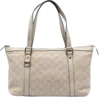 Gucci Pre-owned Vintage Embossed Leather Tote - Dames - Vintage Shopper - Wit - ONE Size - Leer - Vintage