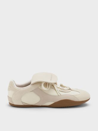Charles & Keith Nylon & Suede Top-Flap Sneakers