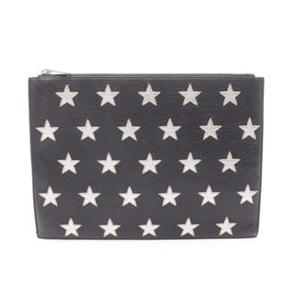Saint Laurent Black Silver Leather Clutch Bag (Pre-Owned)