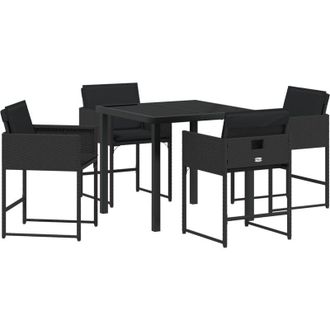 vidaXL Conjunto De Comedor De Jard&iacute;n Con Coj&iacute;n 5 Pcs Negro Polirat&aacute;n Vidaxl