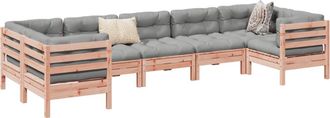 vidaXL Set De Sof&aacute;s Jard&iacute;n 7 Pzas Con Cojines Madera Abeto Douglas Vidaxl