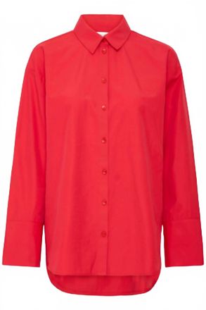b.young Womens Button Down Long Shirt In Barbados Cherry