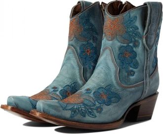 Corral Boots L5874 WomensB Blue Leather Embroidered Snip Toe Western HAM768