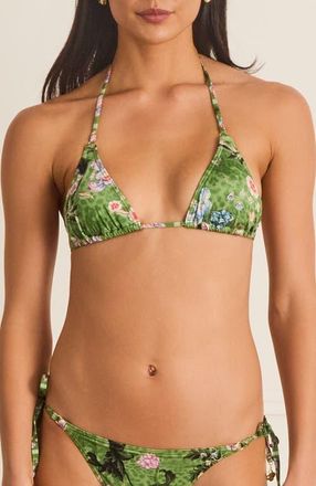 Aqua Blu Australia Classic Aurora Triangle Bikini Top in Green at Nordstrom, Size 10