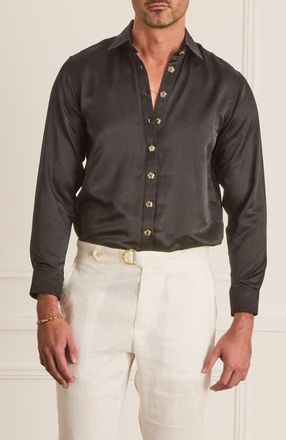 Aqua Blu Australia Relaxed Fit Blake Shirt in Black at Nordstrom, Size Xx-Large