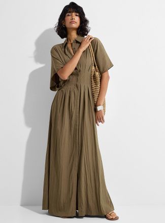 Icone Womens Maxi pleated cinched dress