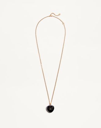 Valentino Garavani Collana Coeur Royal In Metallo E Smalto Donna ORO/NERO UNI