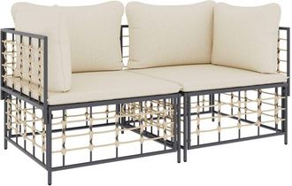 vidaXL Sof&aacute;s De Esquina Modulares Con Cojines 2 Uds Rat&aacute;n Sint&eacute;tico Vidaxl