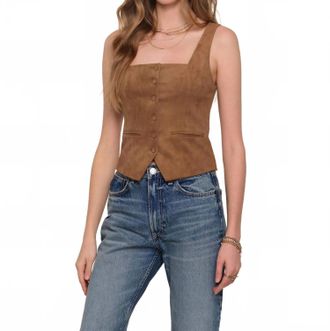 Heartloom Terra Faux Suede Vest In Brown