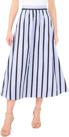 Vince Camuto Stripe Flare Midi Skirt in Metro Blue at Nordstrom, Size Medium