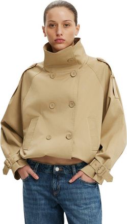 Cotton On Womens Porter Cropped Trench in Sand at Nordstrom, Size Xx-Small/x-Small