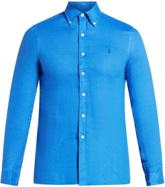 Polo Ralph Lauren Linnen overhemd met lange mouwen - Heren - Casual Overhemden - Blauw - 2XL - Linnen - Overhemden