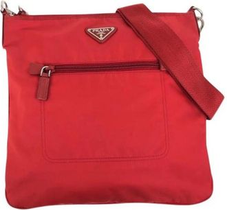 Prada Pre-owned Cross Body Bags, female, Red, Size: ONE SIZE Pre-owned Nylon prada-bags