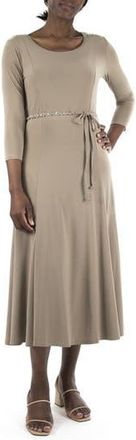 Nina Leonard Waist Belt Midi Dress in Mink at Nordstrom Rack, Size X-Large