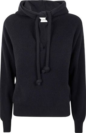 MRZ Felpa in lana a coste con cappuccio - Nero