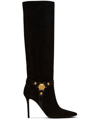 Balmain Eva 95mm suede biker boots - Black