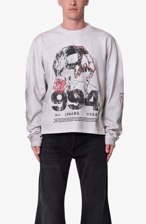 mnml No Longer Here Oversize Long Sleeve Cotton Graphic T-Shirt in White at Nordstrom, Size Xx-Large