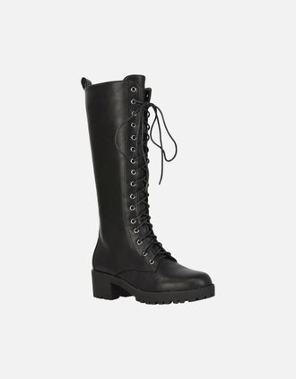 XY London Womens XY London Womens/Ladies Aspen Knee-High High Block Heel Biker Boots - Black - Size: 5