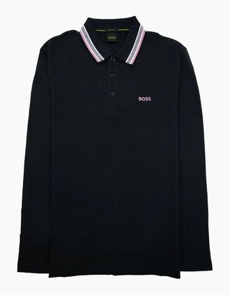 HUGO BOSS Mens Hugo Boss Plisy Regular Fit L/s Polo Black 401 - Size: 38
