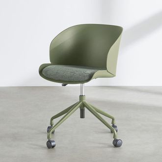 Maisons du monde Silla de escritorio regulable de tejido de poli&eacute;ster tramado y polipropileno verde