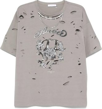 Area T-shirt con effetto vissuto - Grigio