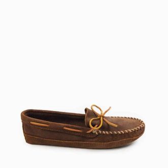 Minnetonka Mens Double Bottom Softsole Moccasis Shoes In Brown Ruff