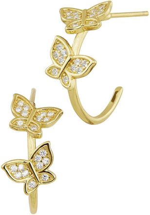 Savvy Cie Jewels Silver Cz Hoop Earrings