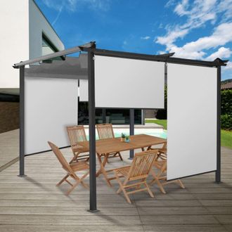 IDMarket Idmarket - Set di 3 tende a rullo L.124 x h. 225 cm per pergola bianca