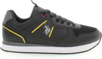 U.S.Polo Association U.s. Polo Assn., Schoenen, Heren, Zwart, 43 EU, Polyester, Zwarte Veterschoenen met Logo Detail