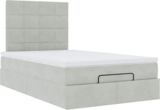 vidaXL Estructura De Cama Otomana Colchones Terciopelo Gris Claro Vidaxl