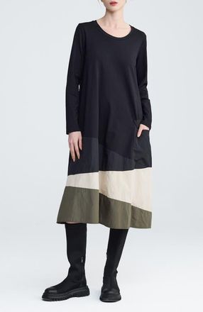 Luukaa D'Celli Muriel Colorblock Jersey Dress in Black at Nordstrom, Size 10