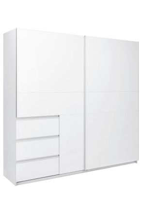 MID.YOU Mid.you Schiebet&uuml;renschrank, Wei&szlig;, Metall, 2 F&auml;cher, 3 Schubladen, 215x205x61.5 cm, in verschiedenen Gr&ouml;&szlig;en erh&auml;ltlich, Schlafzimmer, Kleiderschr&auml;nke,