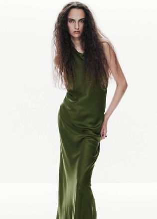 Mango Vestito halter schiena scoperta verde - Donna - XS - MANGO