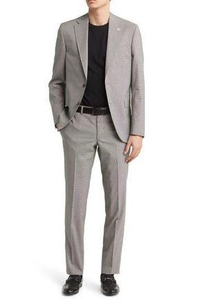 Ted Baker Roger Extra Slim Fit Mini Houndstooth Wool Suit in Black/white at Nordstrom Rack, Size 46 Regular