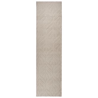 Beliani Alfombra De Pelo Sint&eacute;tico De Conejo Peluda Con Motivo De Hojas 80 X 300 Cm Beige Mitchell
