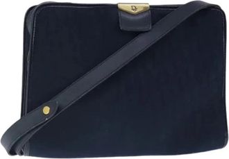 Dior Pre-owned Cross Body Bags, female, Blue, Size: ONE SIZE Pre-owned Trotter Canvas Shoulder Bag