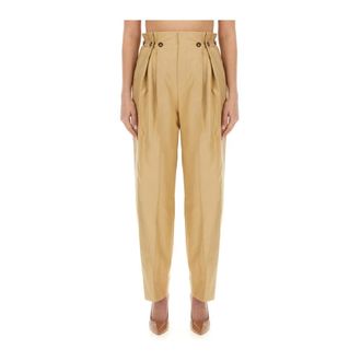 Victoria Beckham Tapered Trousers, female, Beige, Size: S High-Waisted Pleated Trousers