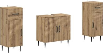 vidaXL Juego De Gabinete De Ba&ntilde;o De 2 Piezas Haarlem Roble Artisan Vidaxl