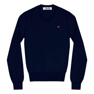 Comme Des Gar&ccedil;ons (WMNS) COMME des GARCONS PLAY L/S Basic T-Shirt Small Red Emblem Navy AZ-N051-051-2