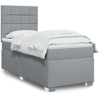 vidaXL Cama Box Spring Con Colch&oacute;n Tela Gris Claro 90x200 Cm Vidaxl