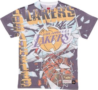 Mitchell & Ness NBA Big Face Tee Lakers Purple - Heren - T-shirts - Veelkleurig - XL - Katoen - Tops