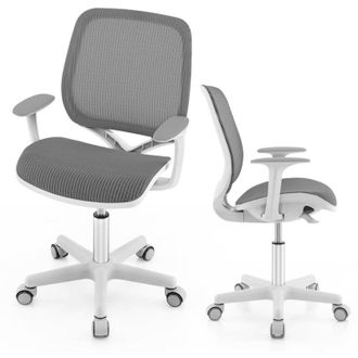 Costway Sedia Scrivania per Bambini con Altezza Regolabile 80-92 cm, Sedia da Uffcio Piccola con Ruote con Freno e Braccioli Morbidi, Mobile