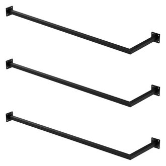 ML Design Ml-design - Set Di 3 Appendiabiti Porta Asciugamani A L Attacco A Parete 110x30 Cm In Acciaio Nero Bagno Cucina Soggiorno Balcone Camera Da Letto Port