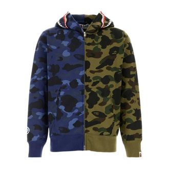 A Bathing Ape Split Camo Shark Full-Zip Hoodie - Heren - Vesten met rits - Veelkleurig - M - Katoen - Hoodies & sweatvesten
