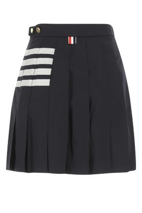 Thom Browne Womens Navy Blue Wool Mini Skirt Self Lining Cupro Gonne