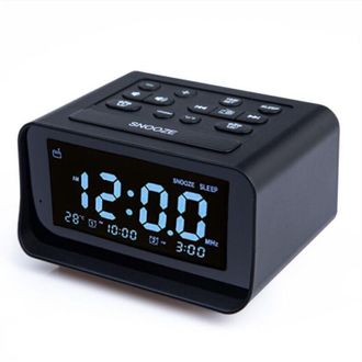 OEM Radio Despertador Digital Con Cargador Usb Doble Para Dormitorio, Volumen Y Brillo De Alarma Ajustables (negro) -crezuo