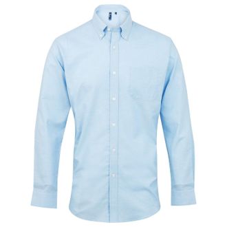 Premier Heren Signature Oxford overhemd met lange mouwen (Lichtblauw)