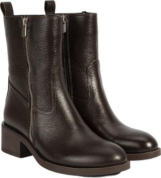 Desa Woman Boots - Leather Upper, Zip Fastening, Flat Heel, Breathable | Brown - 38