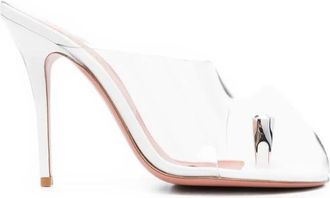 Amina Muaddi Justine Slipper 105 - female - Amina Muaddi - Heeled Mules - White - 5 1/2 UK - Shoes