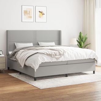 vidaXL Vidaxl - Cama Box Spring Con Colch&oacute;n Tela Gris Claro 200x200 Cm